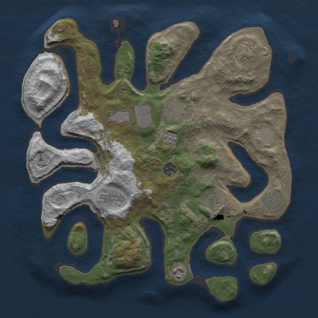 Rust Map: Barren, Size: 3700, Seed: 35662899, 13 Monuments