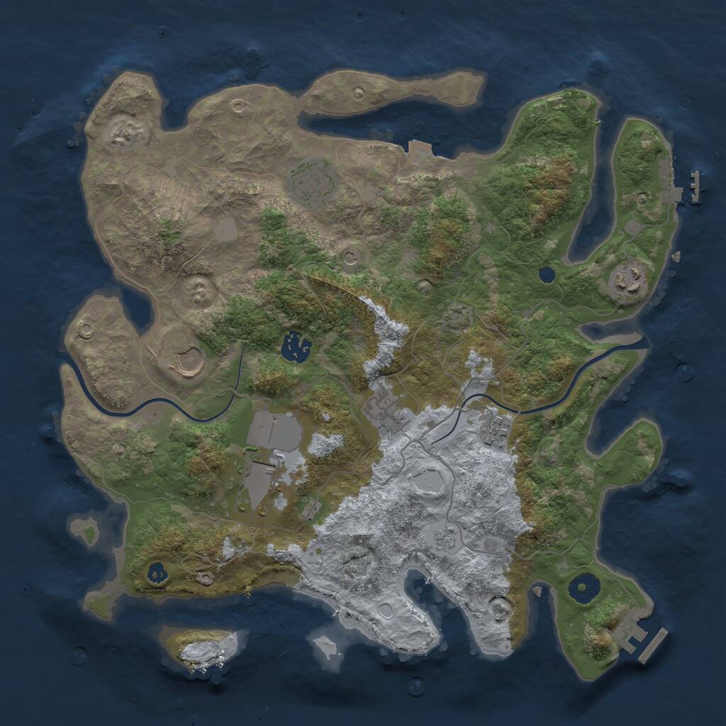 Rust Map: Procedural Map, Size: 3600, Seed: 80356964, 13 Monuments