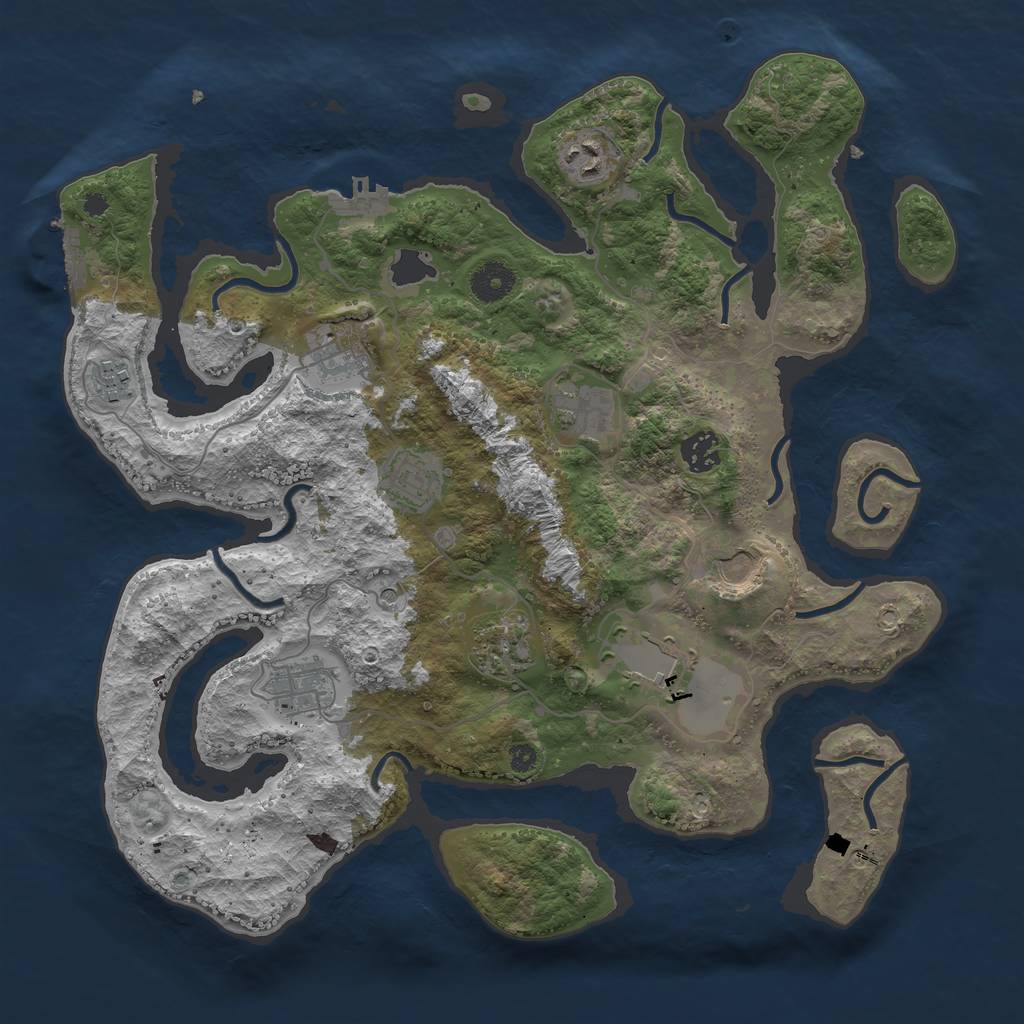 Rust Map: Procedural Map, Size: 3750, Seed: 4733, 15 Monuments