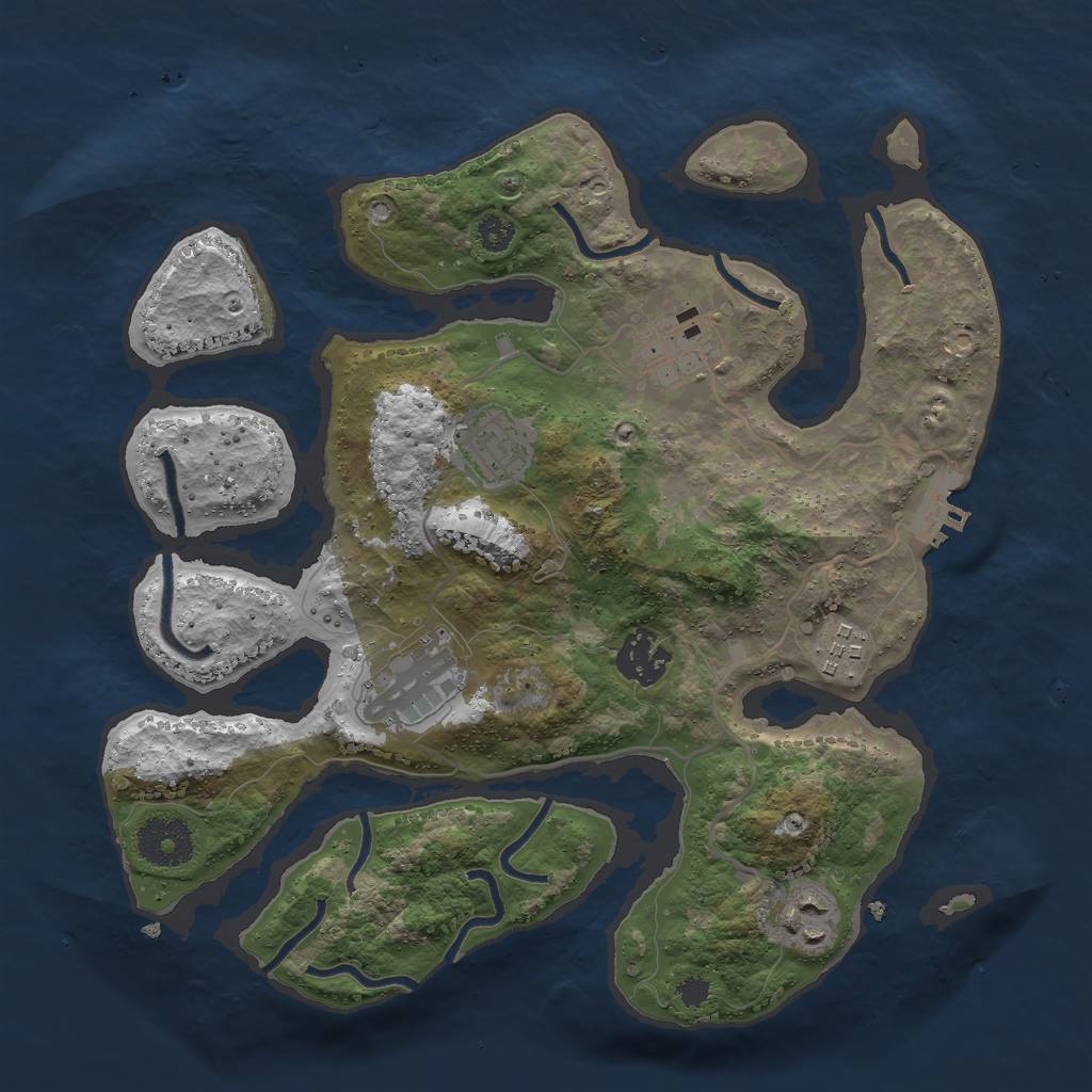 Rust Map: Procedural Map, Size: 3065, Seed: 1939998563, 9 Monuments