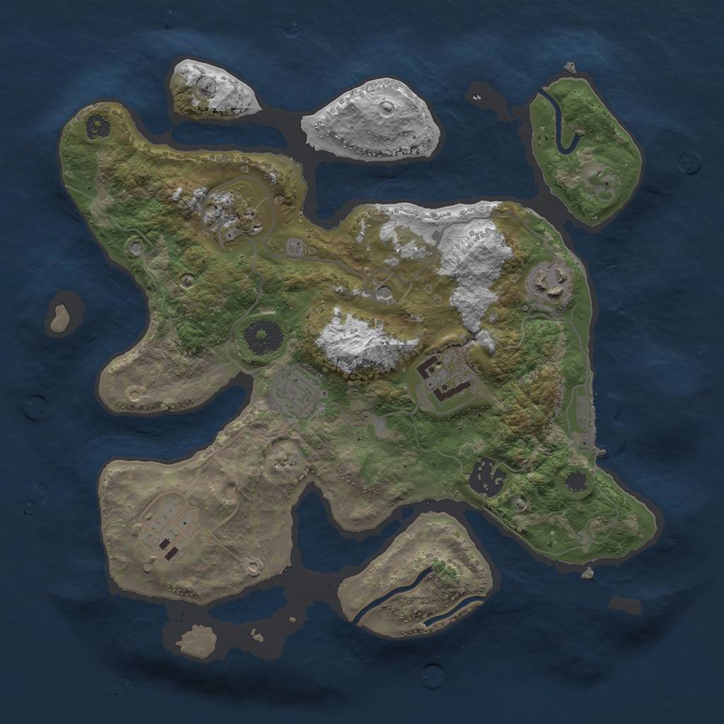 Rust Map: Procedural Map, Size: 3000, Seed: 1129389451, 10 Monuments