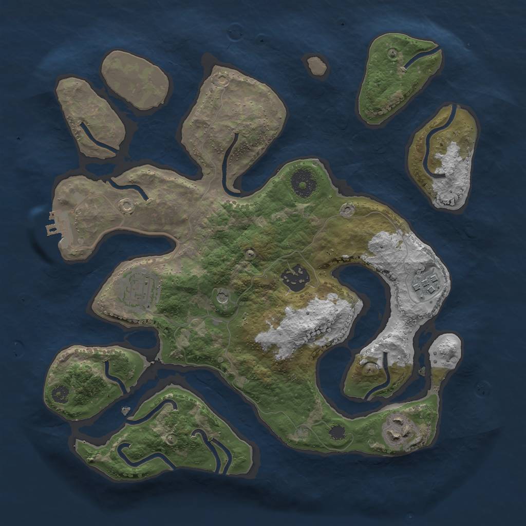 Rust Map: Procedural Map, Size: 3000, Seed: 74123984, 8 Monuments