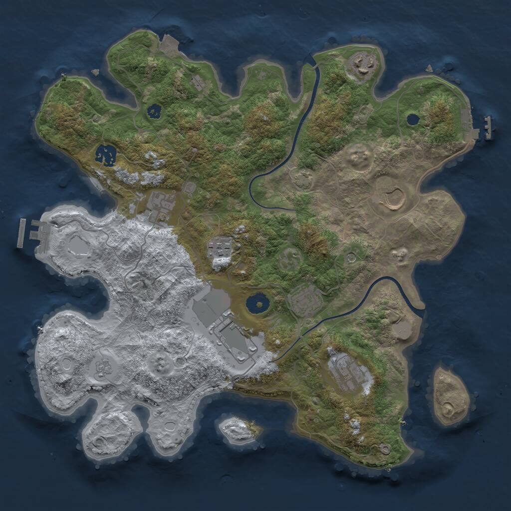 Rust Map: Procedural Map, Size: 3500, Seed: 615068426, 14 Monuments