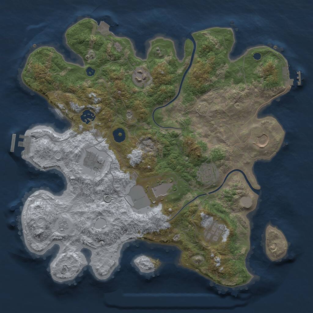 Rust Map: Procedural Map, Size: 3500, Seed: 615068426, 13 Monuments