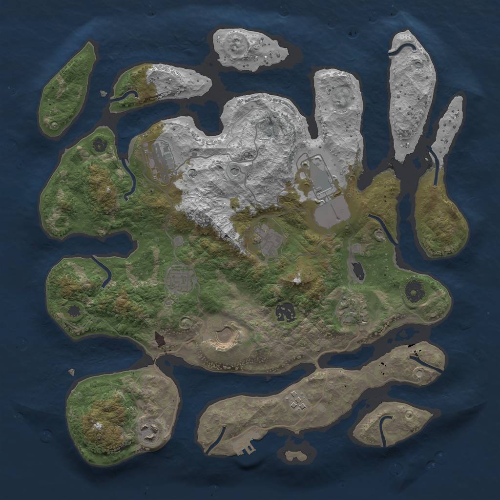 Rust Map: Procedural Map, Size: 3680, Seed: 85947236, 13 Monuments