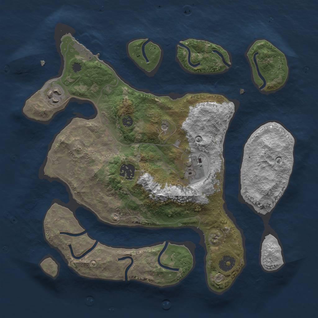 Rust Map: Procedural Map, Size: 3000, Seed: 64567656, 7 Monuments