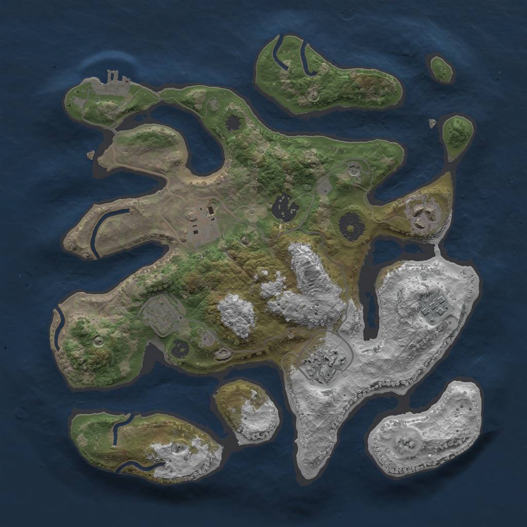 Rust Map: Procedural Map, Size: 3000, Seed: 522472209, 10 Monuments