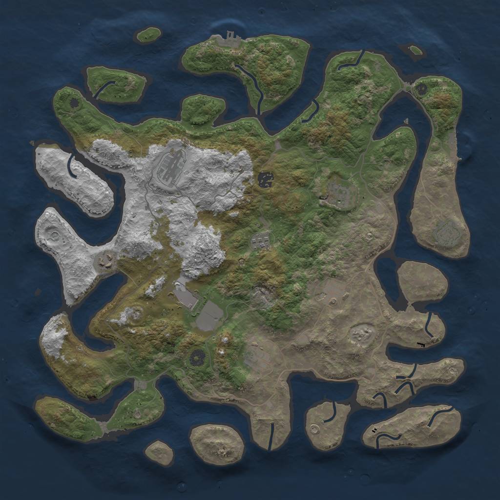 Rust Map: Procedural Map, Size: 4500, Seed: 951753852, 14 Monuments