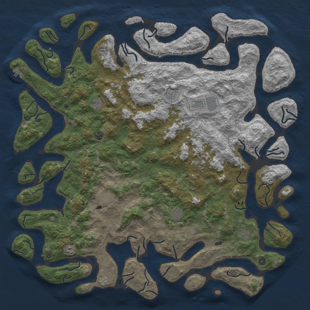 Rust Map: Procedural Map, Size: 6000, Seed: 3216, 14 Monuments