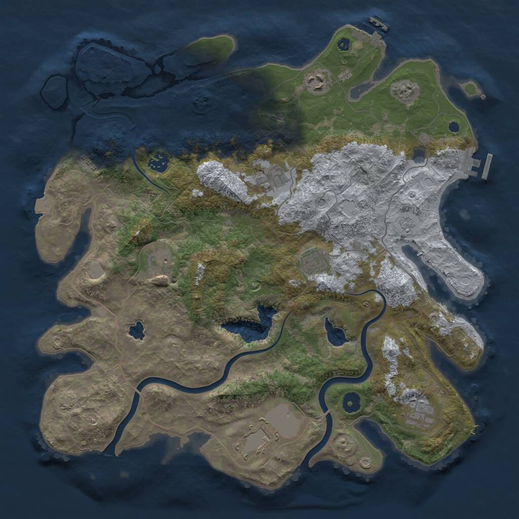 Rust Map: Procedural Map, Size: 4000, Seed: 352614, 14 Monuments
