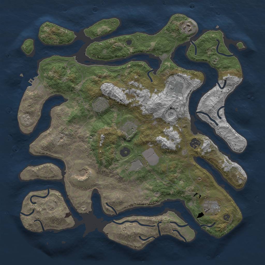 Rust Map: Procedural Map, Size: 4000, Seed: 352614, 13 Monuments