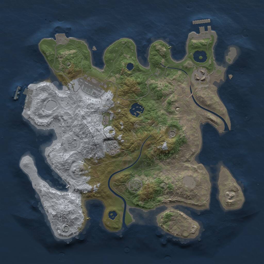 Rust Map: Procedural Map, Size: 3000, Seed: 1402595893, 10 Monuments