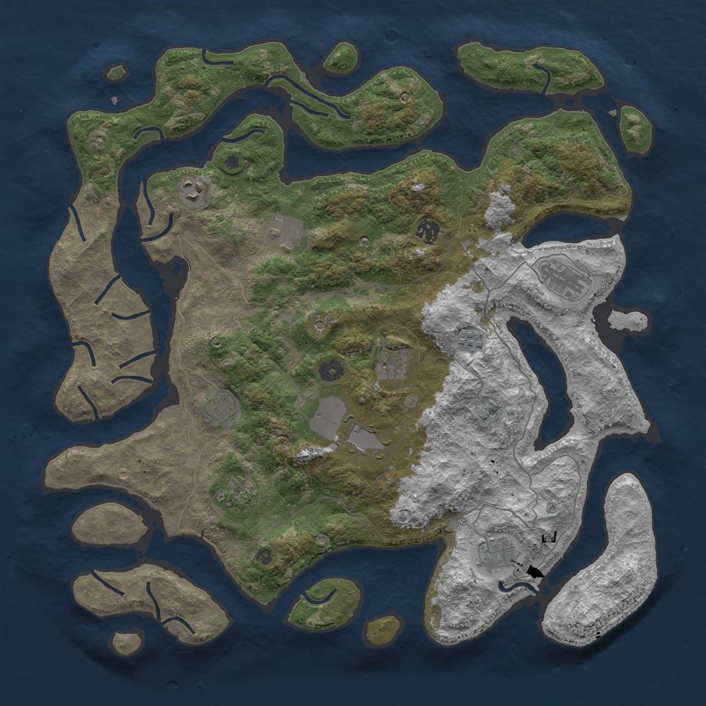 Rust Map: Procedural Map, Size: 4500, Seed: 564221, 13 Monuments