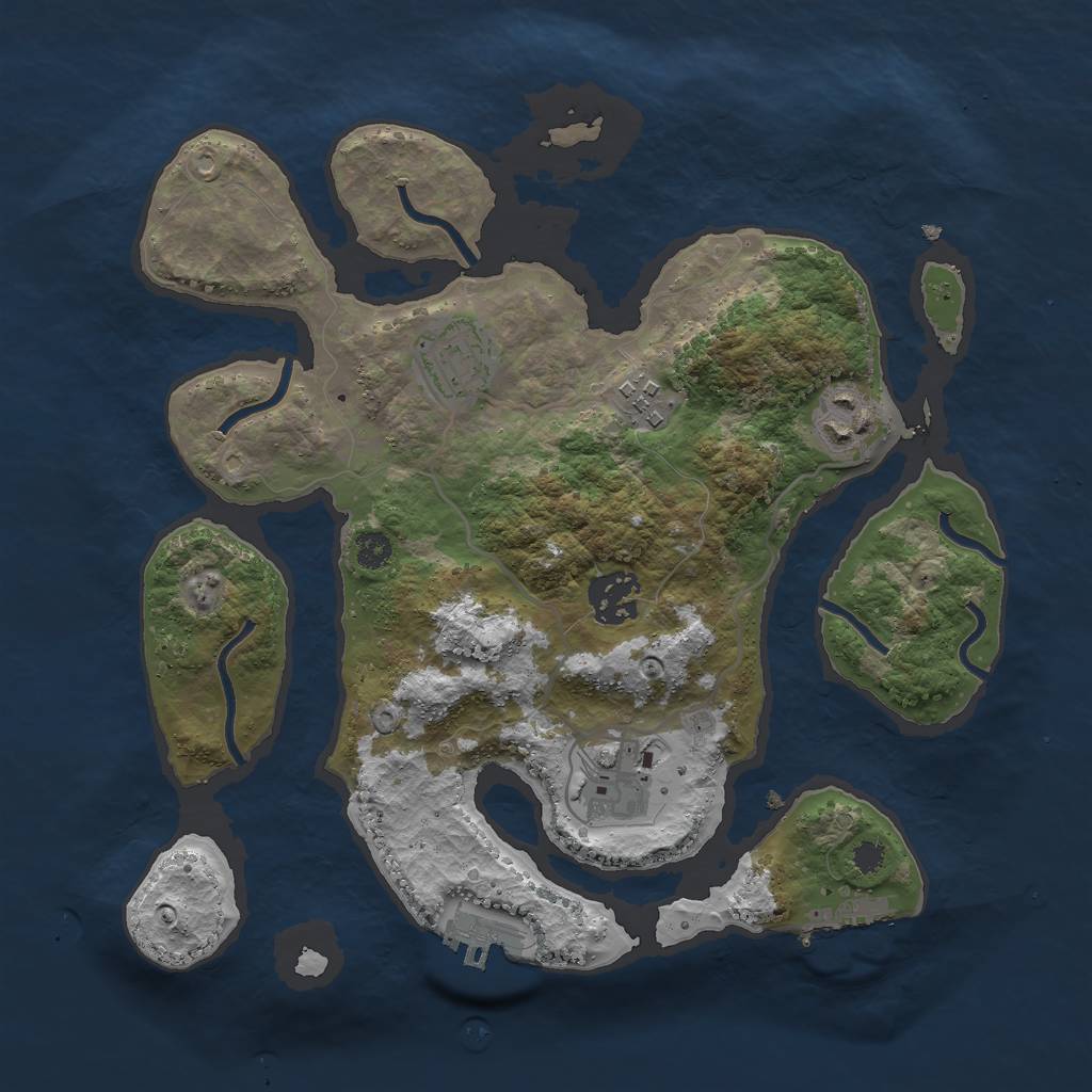 Rust Map: Procedural Map, Size: 3000, Seed: 1868431726, 9 Monuments