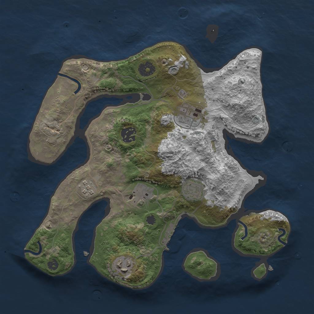 Rust Map: Procedural Map, Size: 3000, Seed: 214748345, 9 Monuments