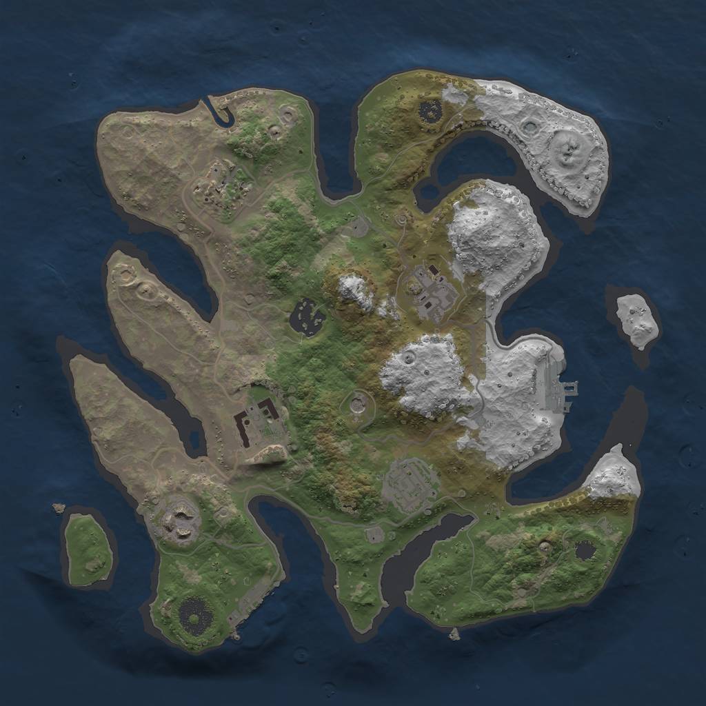 Rust Map: Procedural Map, Size: 3000, Seed: 1329070061, 11 Monuments