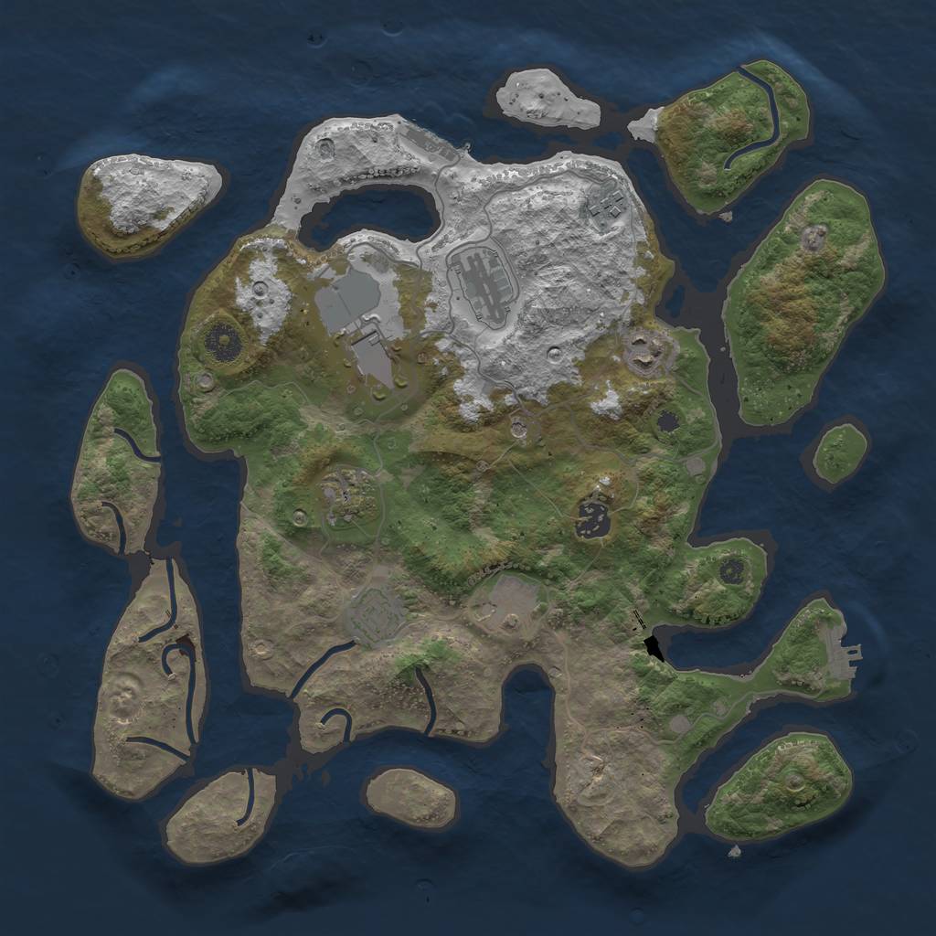 Rust Map: Procedural Map, Size: 3800, Seed: 1753641369, 13 Monuments