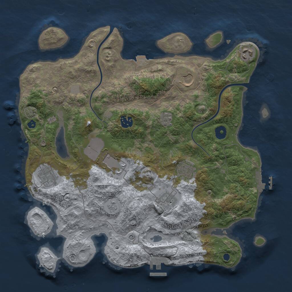 Rust Map: Procedural Map, Size: 3500, Seed: 114065921, 14 Monuments