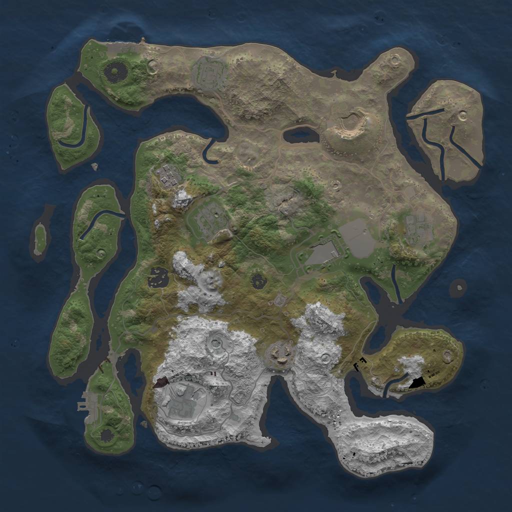 Rust Map: Procedural Map, Size: 3500, Seed: 4376563, 14 Monuments