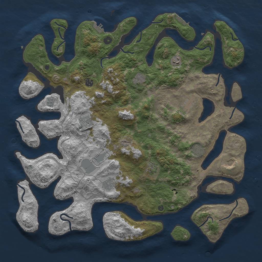 Rust Map: Procedural Map, Size: 4800, Seed: 13830, 16 Monuments
