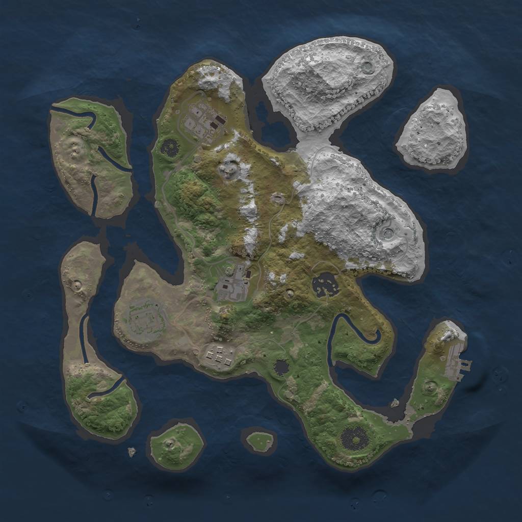 Rust Map: Procedural Map, Size: 3000, Seed: 956651487, 9 Monuments