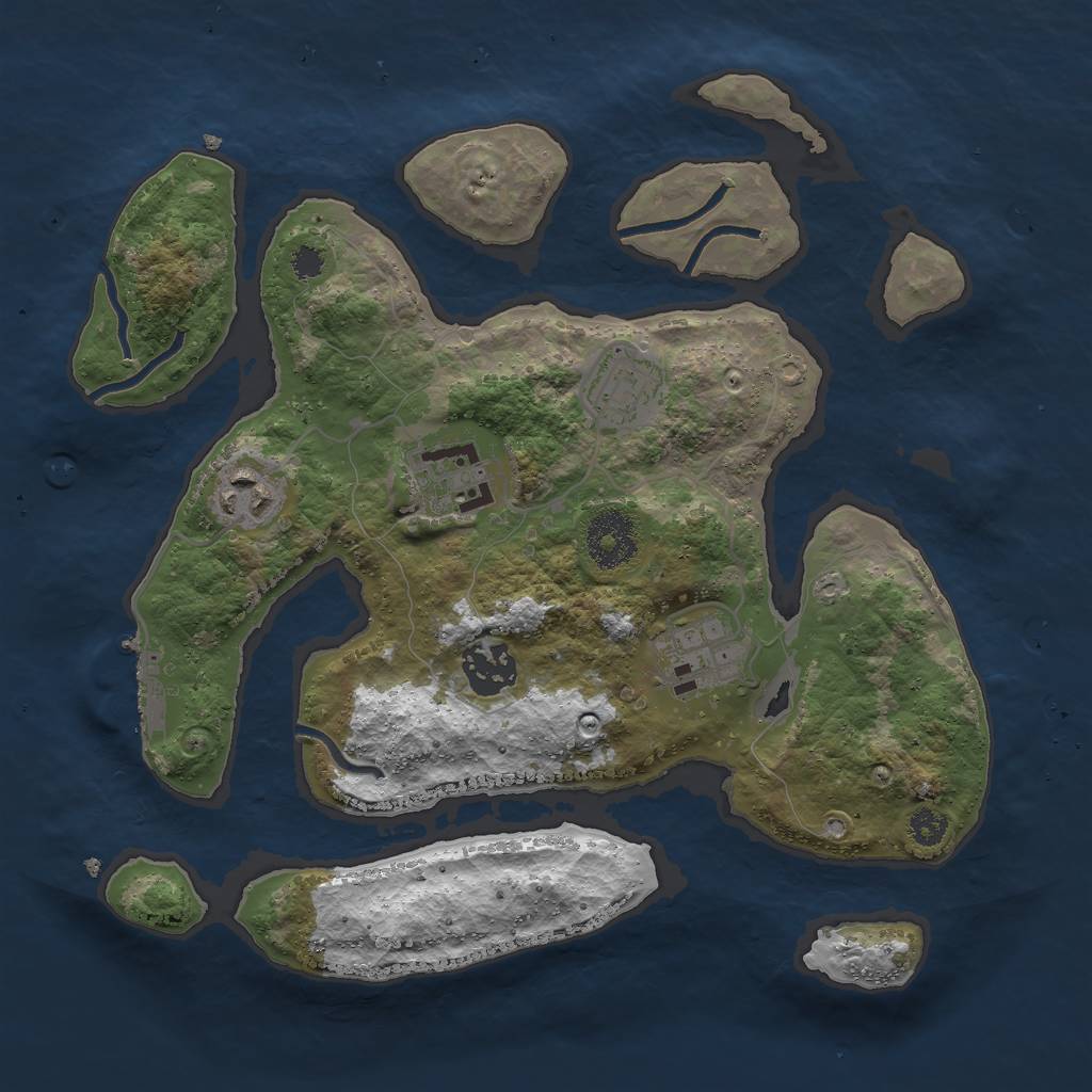 Rust Map: Procedural Map, Size: 3000, Seed: 7438925, 8 Monuments