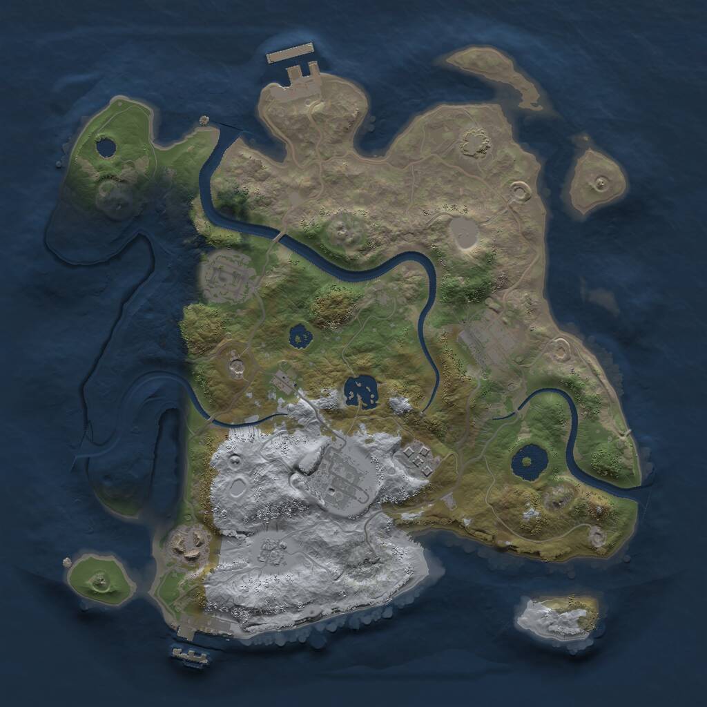 Rust Map: Procedural Map, Size: 3000, Seed: 7438925, 12 Monuments