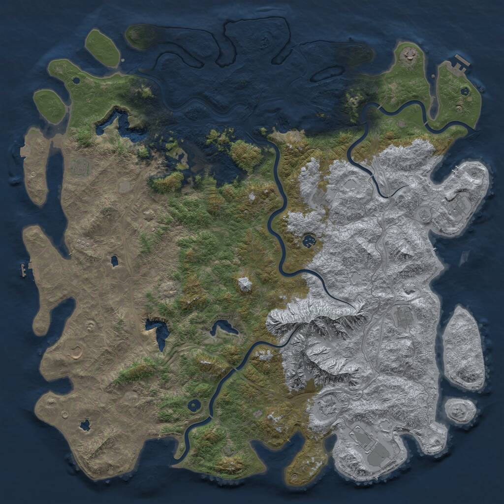 Rust Map: Procedural Map, Size: 6000, Seed: 1021, 17 Monuments