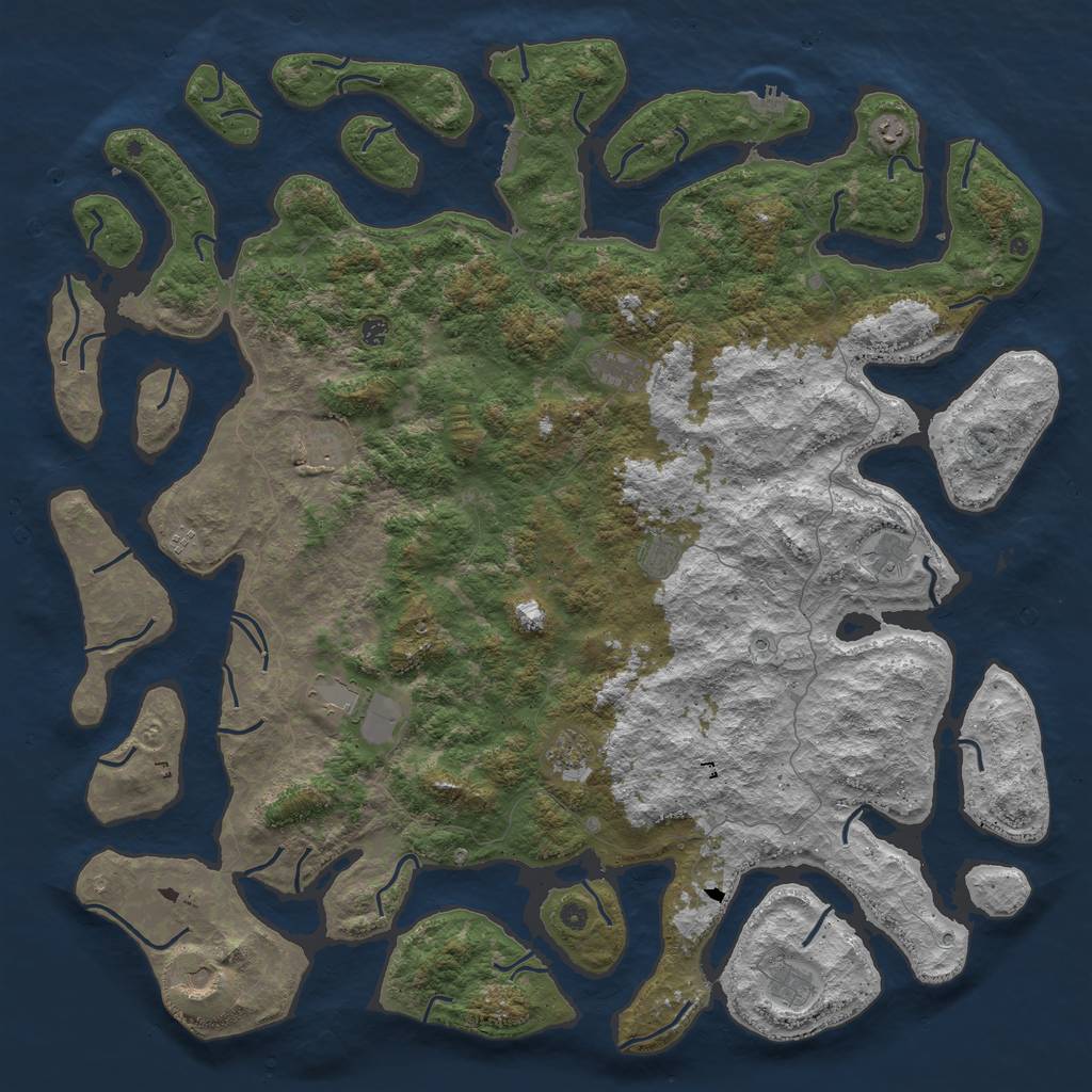 Rust Map: Procedural Map, Size: 6000, Seed: 1021, 16 Monuments