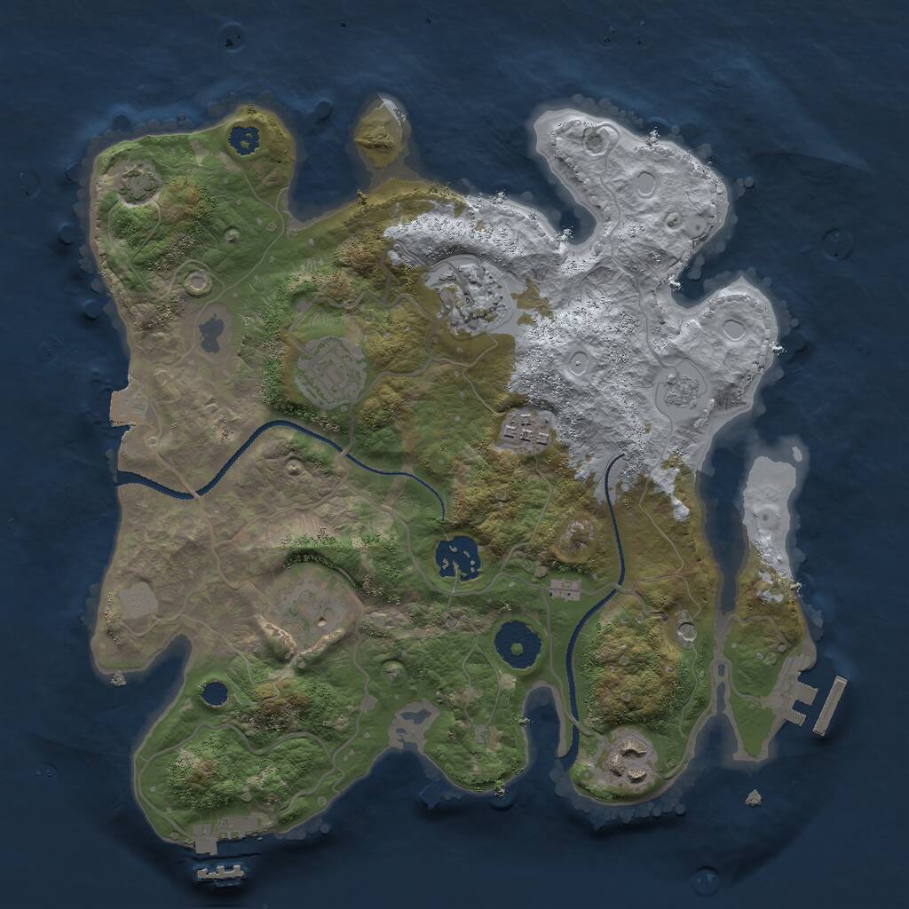 Rust Map: Procedural Map, Size: 3000, Seed: 793465, 12 Monuments