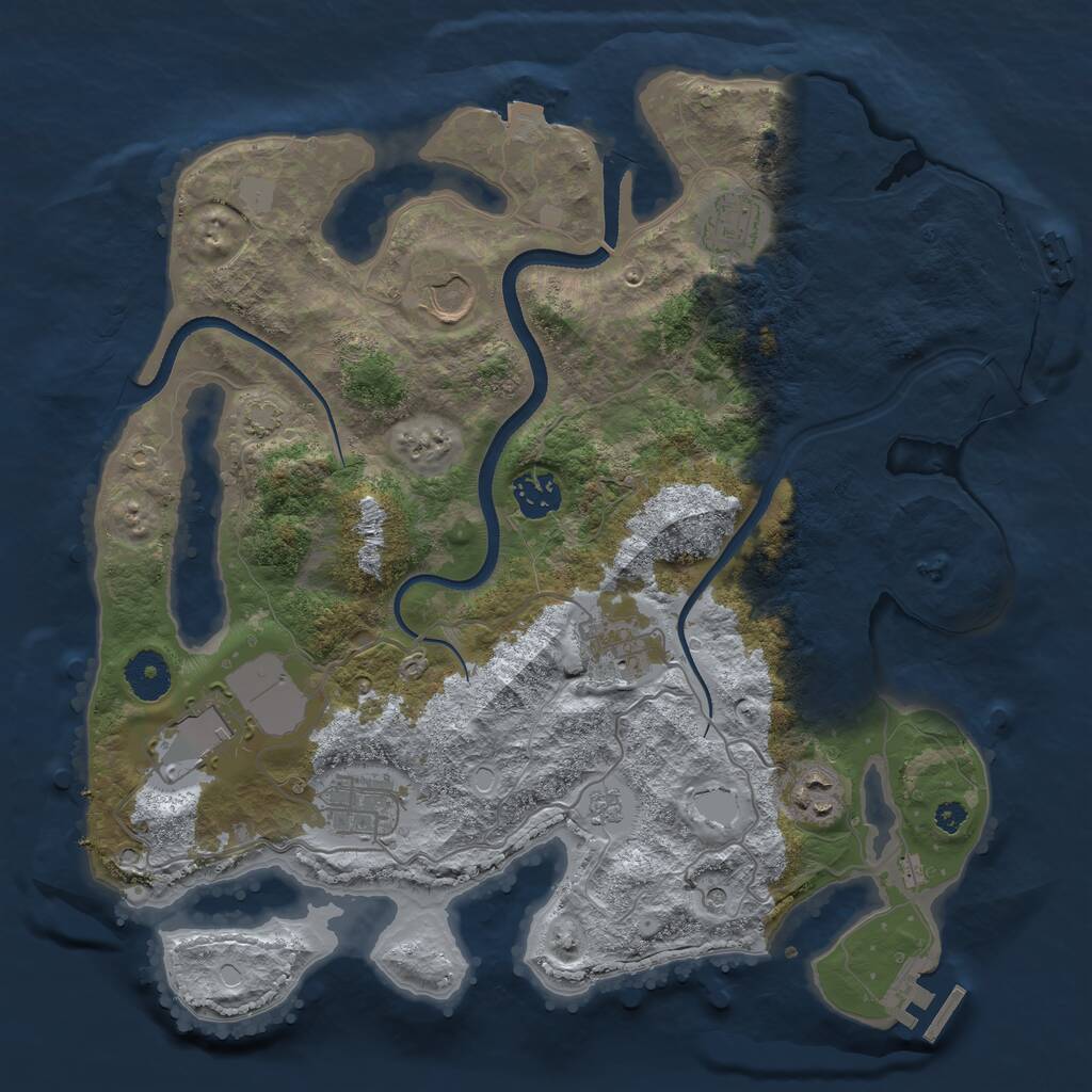 Rust Map: Procedural Map, Size: 3500, Seed: 810874, 13 Monuments