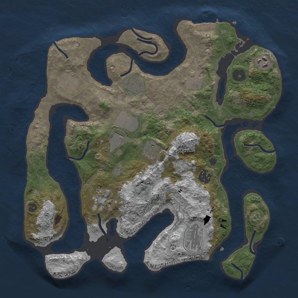 Rust Map: Procedural Map, Size: 3500, Seed: 810874, 13 Monuments