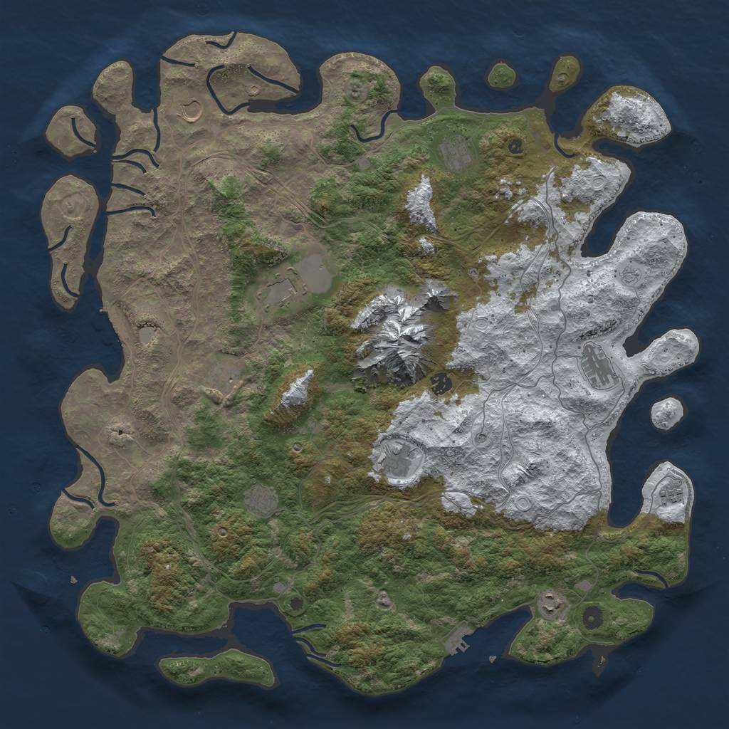 Rust Map: Procedural Map, Size: 5000, Seed: 649731996, 19 Monuments