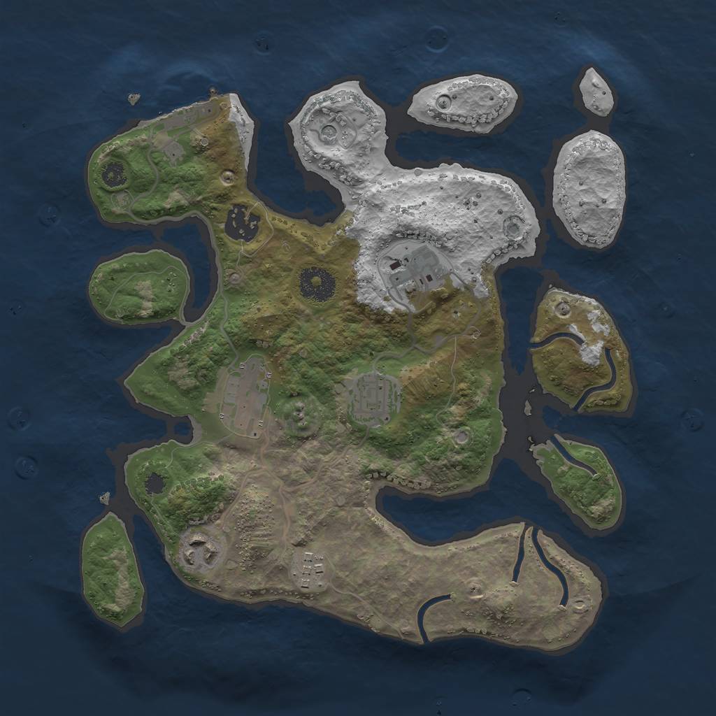 Rust Map: Procedural Map, Size: 3000, Seed: 1393110100, 10 Monuments