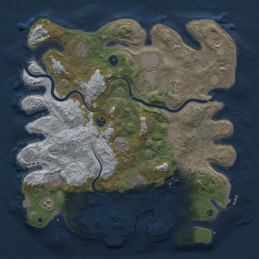 Rust Map: Procedural Map, Size: 3999, Seed: 123456, 17 Monuments