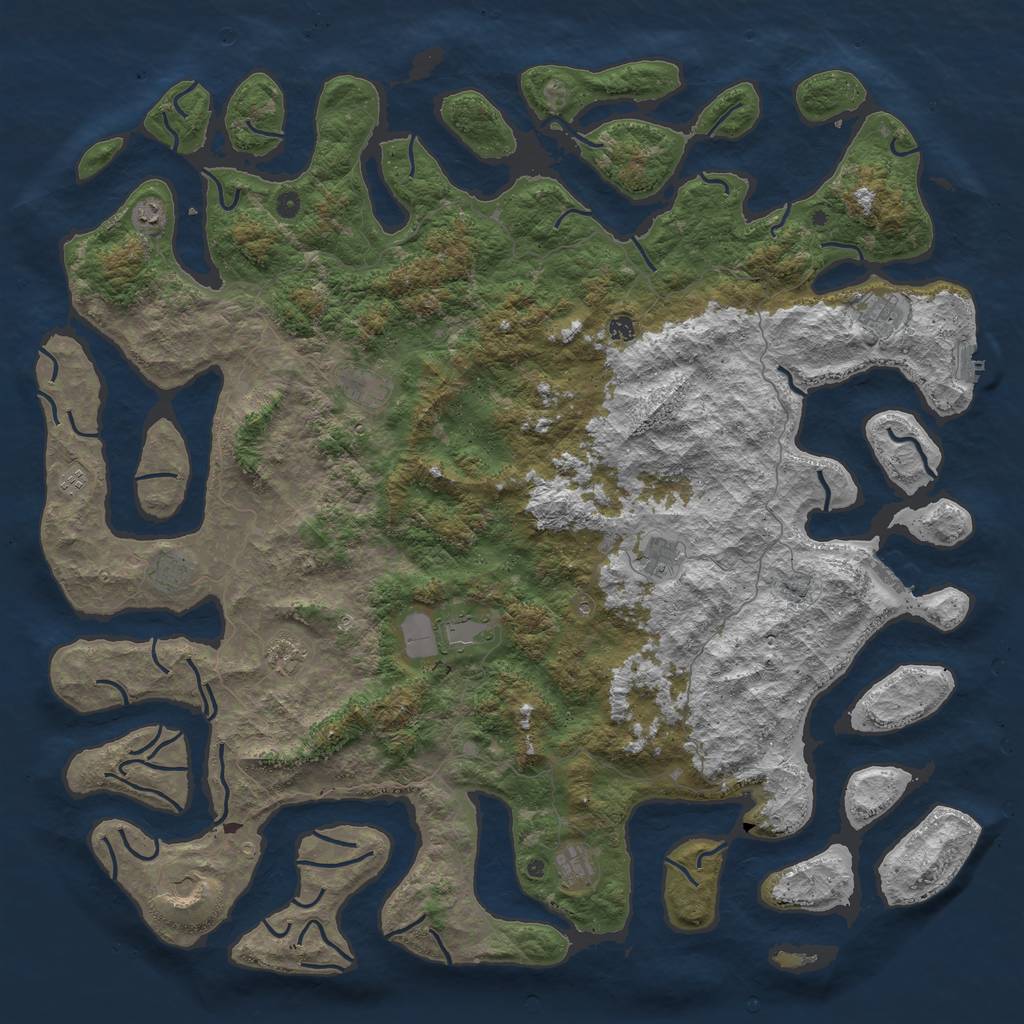 Rust Map: Procedural Map, Size: 6000, Seed: 164890, 16 Monuments