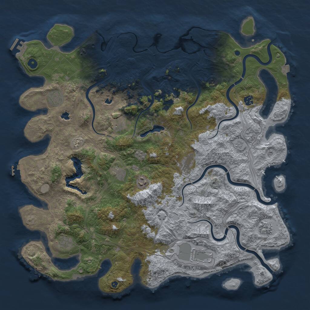 Rust Map: Procedural Map, Size: 4800, Seed: 31415926, 16 Monuments