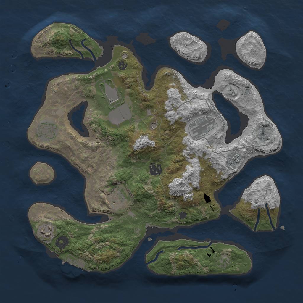 Rust Map: Procedural Map, Size: 3500, Seed: 5574764, 11 Monuments