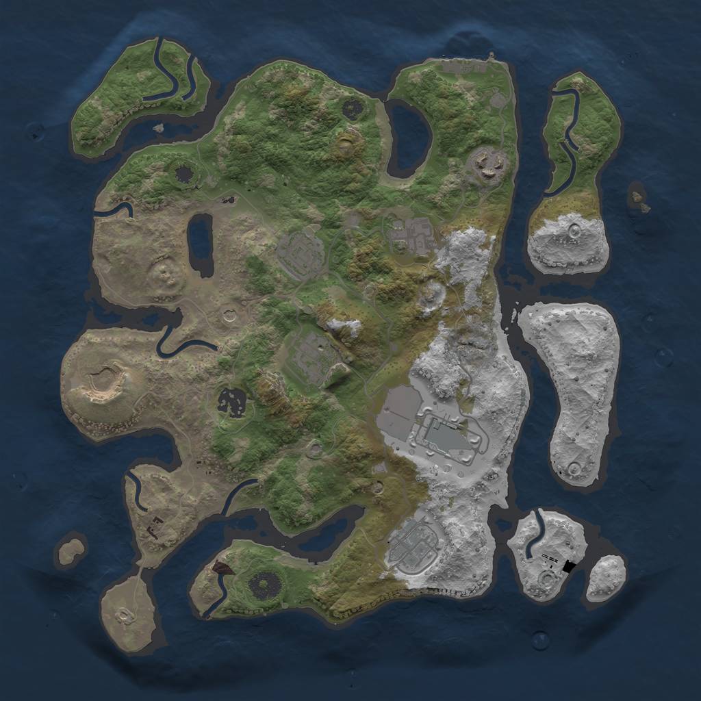 Rust Map: Procedural Map, Size: 3500, Seed: 1437720241, 12 Monuments