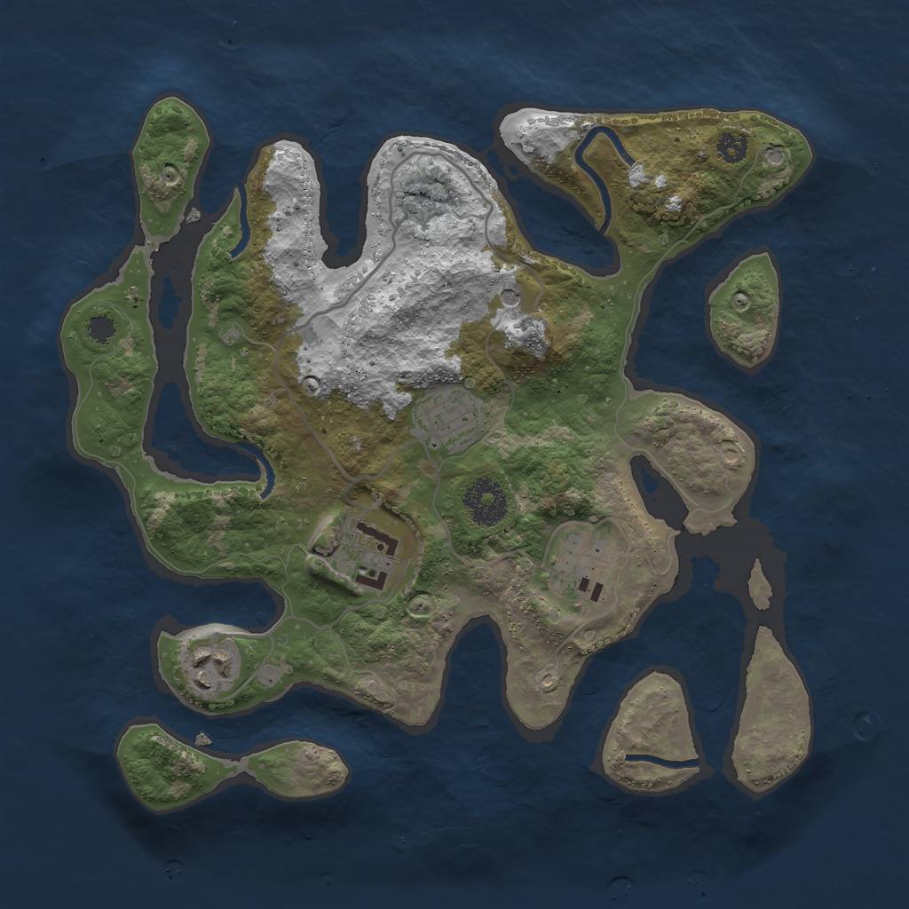 Rust Map: Procedural Map, Size: 3000, Seed: 209958, 7 Monuments