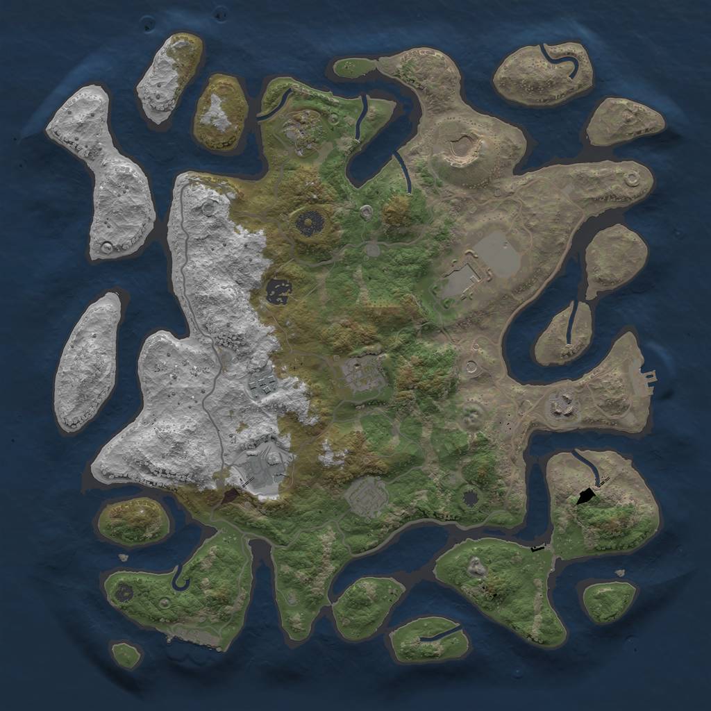 Rust Map: Procedural Map, Size: 4000, Seed: 2012642319, 14 Monuments