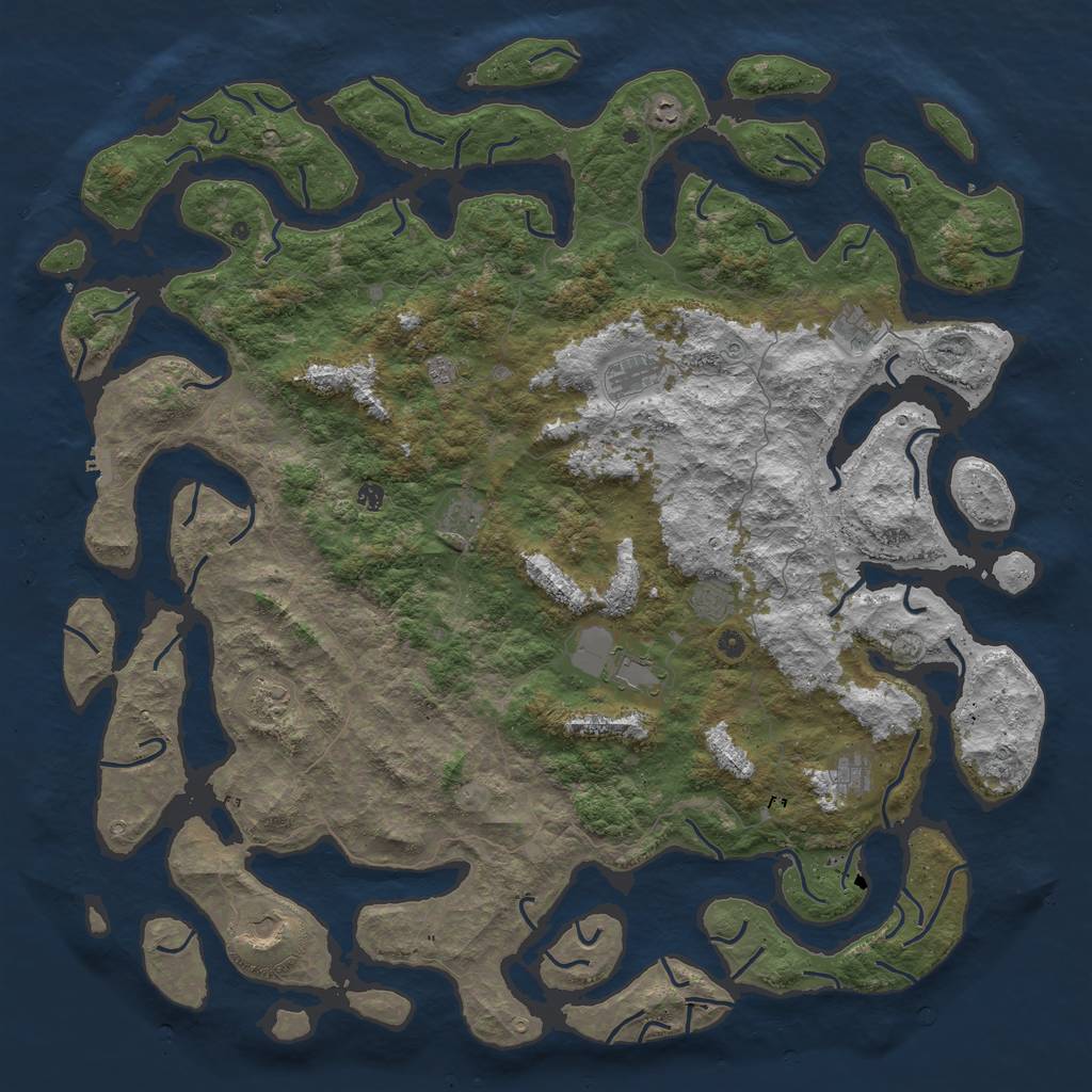 Rust Map: Procedural Map, Size: 6000, Seed: 694943653, 15 Monuments