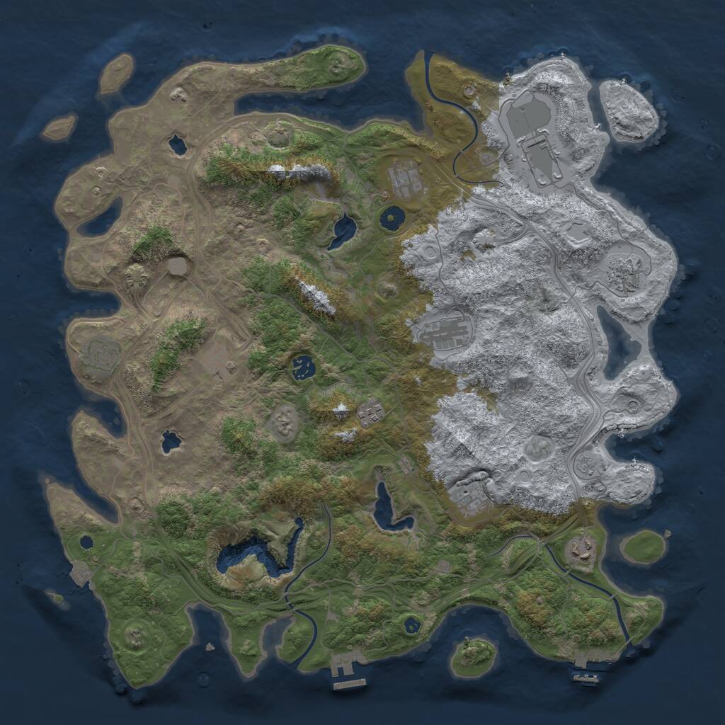 Rust Map: Procedural Map, Size: 4500, Seed: 1329070061, 16 Monuments