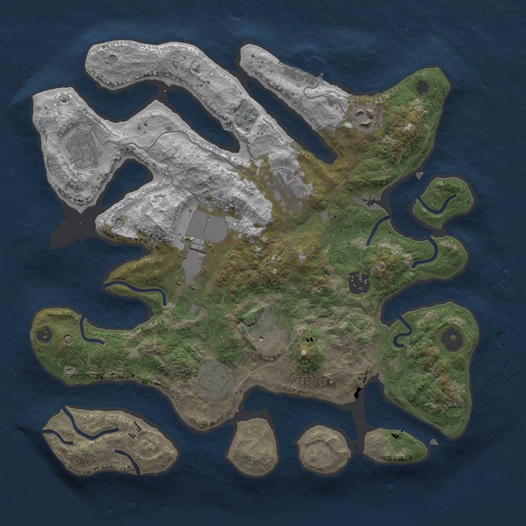 Rust Map: Procedural Map, Size: 3500, Seed: 7234845, 11 Monuments