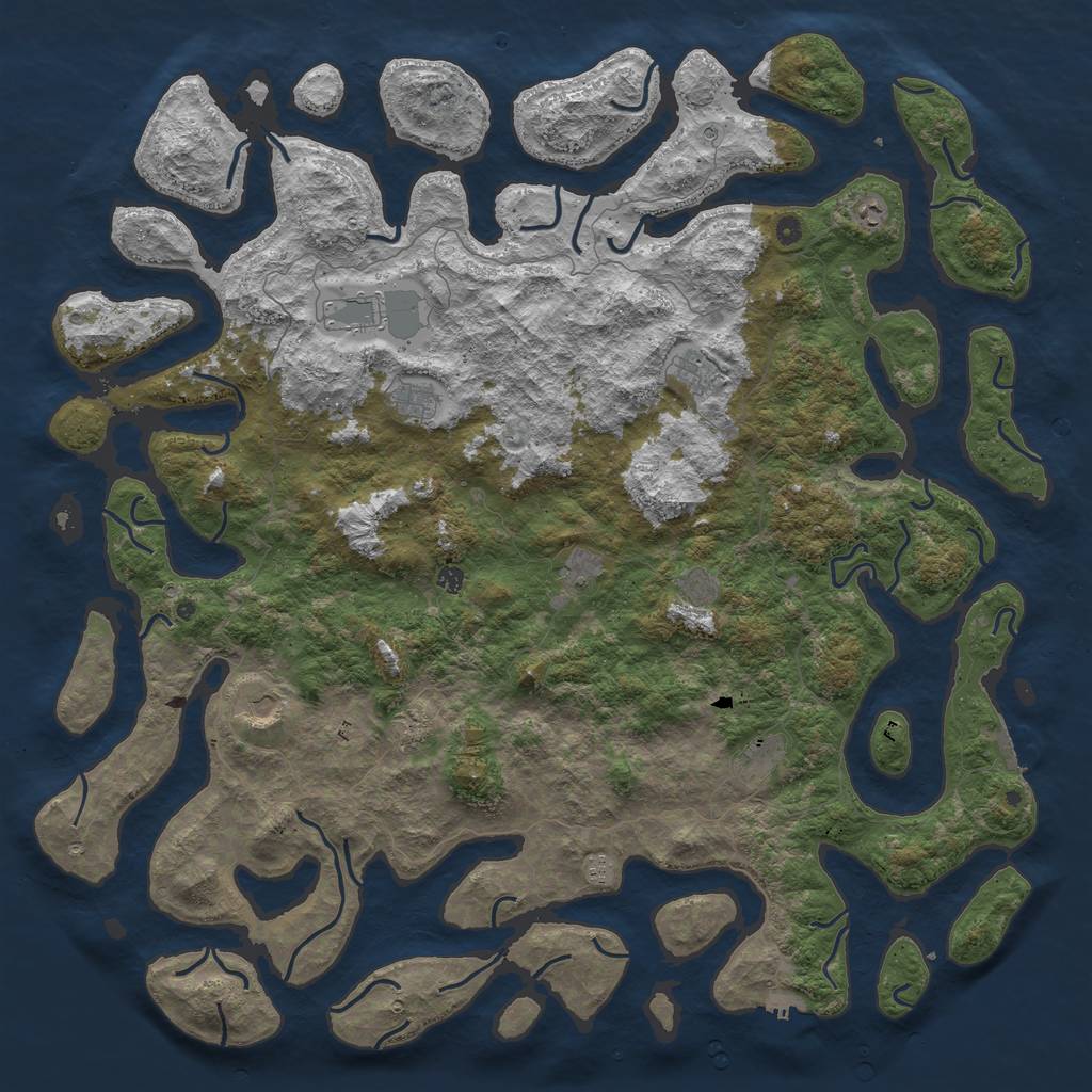Rust Map: Procedural Map, Size: 6000, Seed: 1924357, 16 Monuments