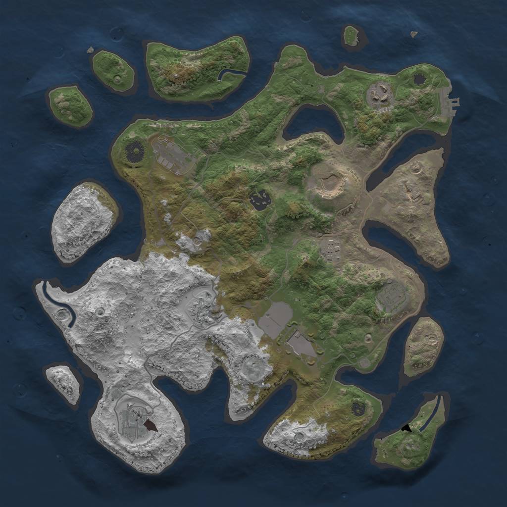 Rust Map: Procedural Map, Size: 3700, Seed: 20210107, 13 Monuments