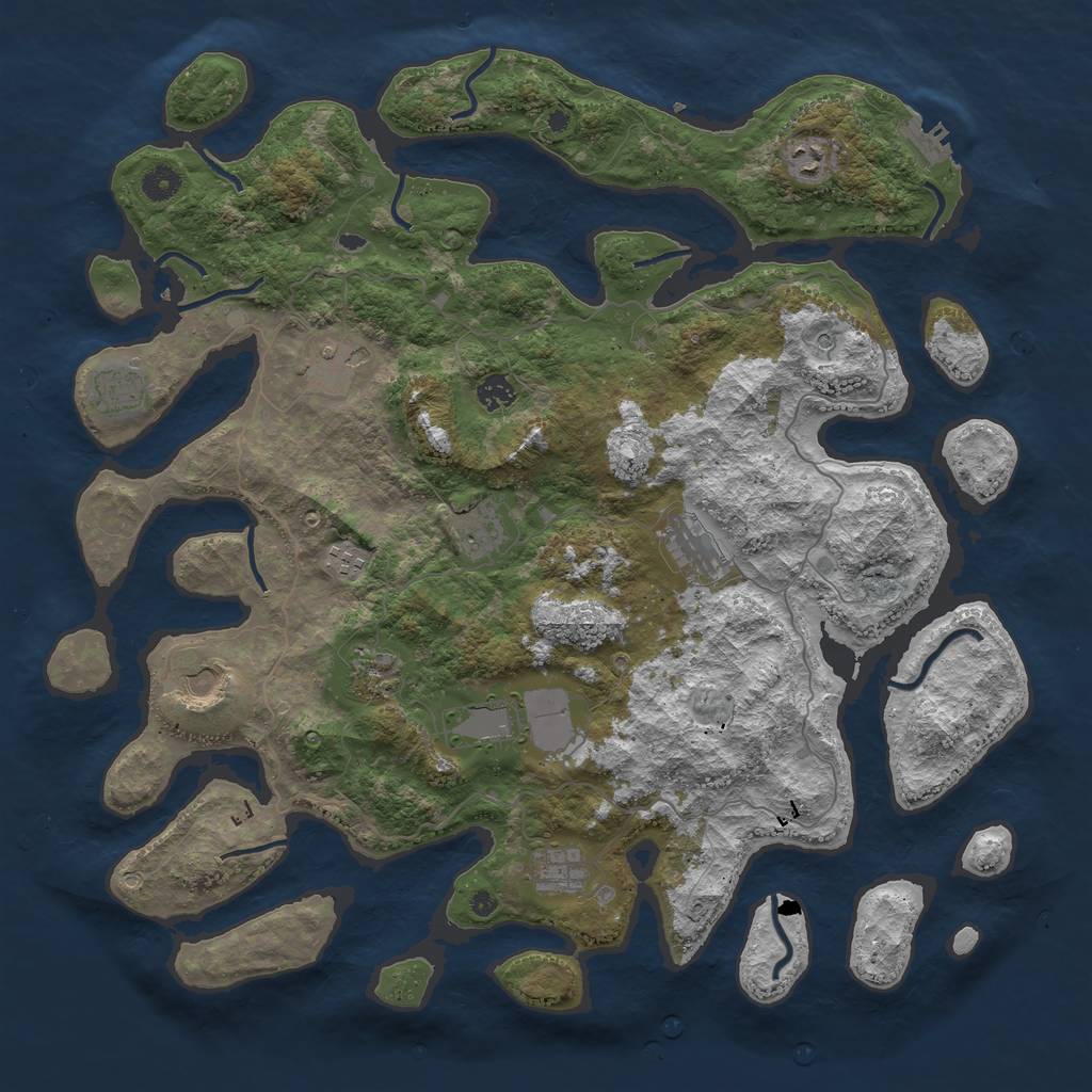 Rust Map: Procedural Map, Size: 4500, Seed: 410686354, 15 Monuments