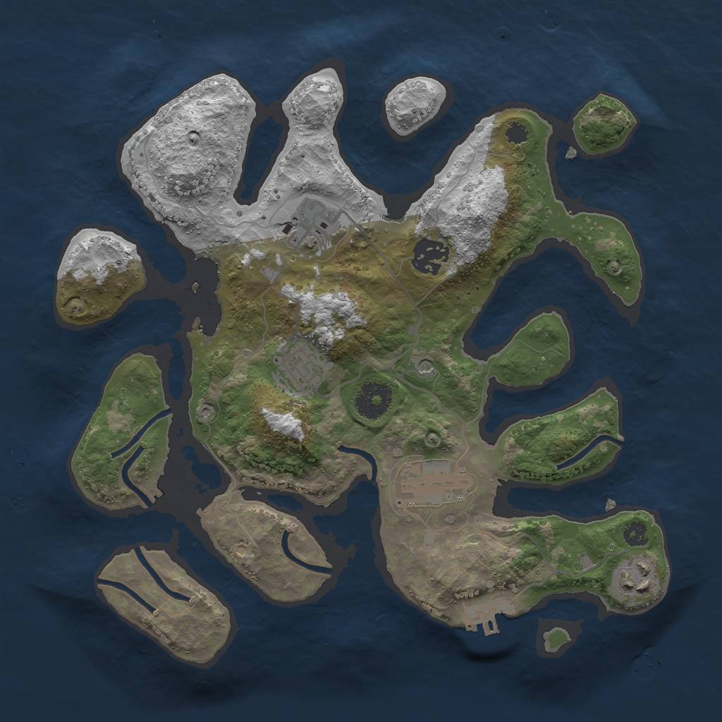 Rust Map: Procedural Map, Size: 3000, Seed: 736839438, 9 Monuments