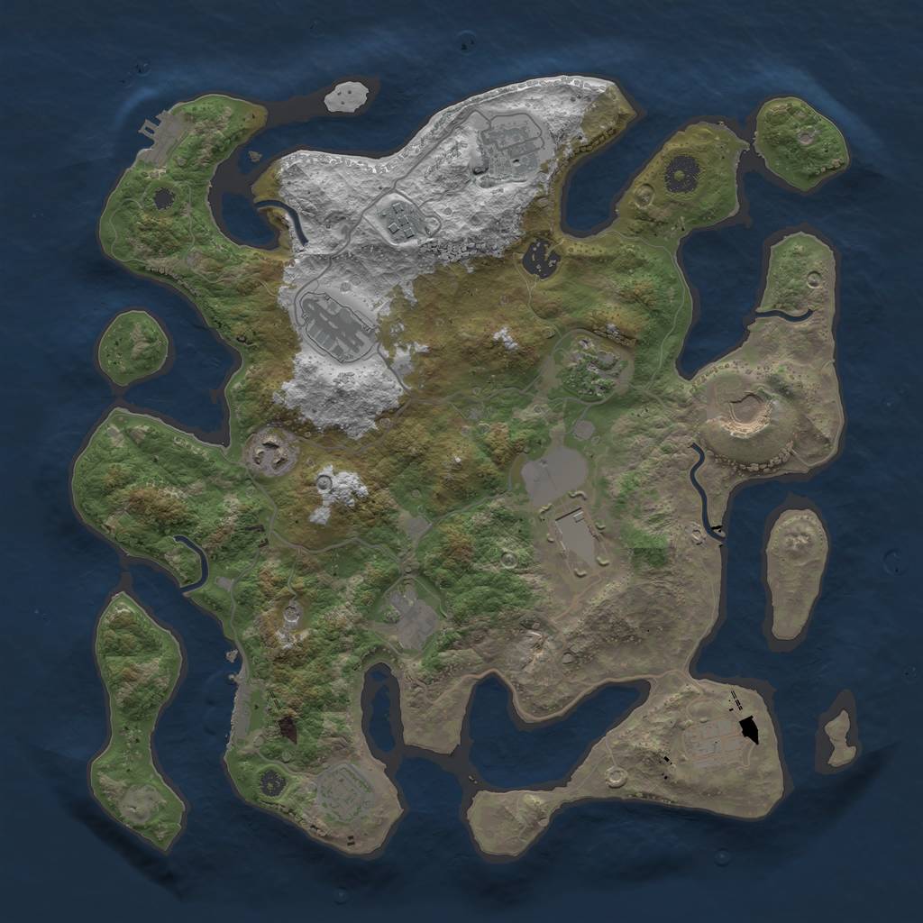 Rust Map: Procedural Map, Size: 3750, Seed: 1022358269, 16 Monuments