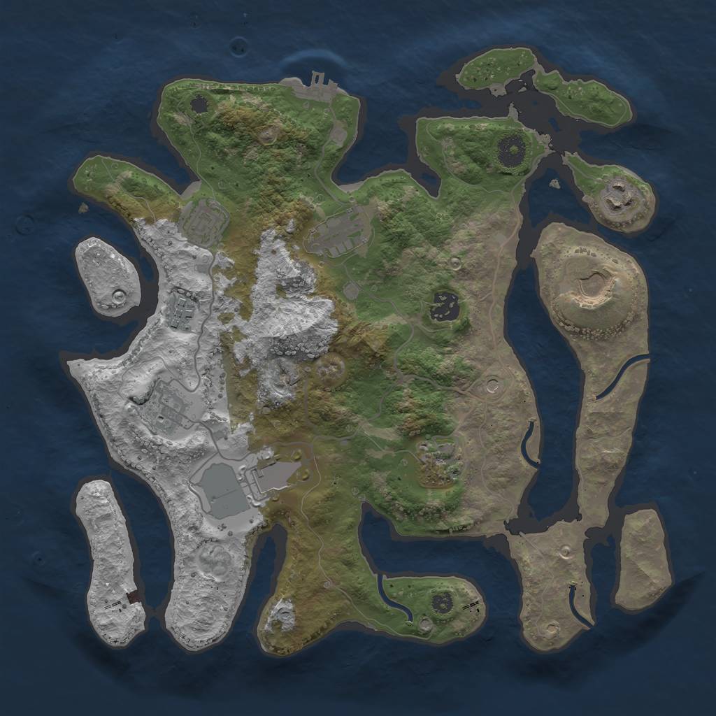 Rust Map: Procedural Map, Size: 3500, Seed: 1197325380, 13 Monuments